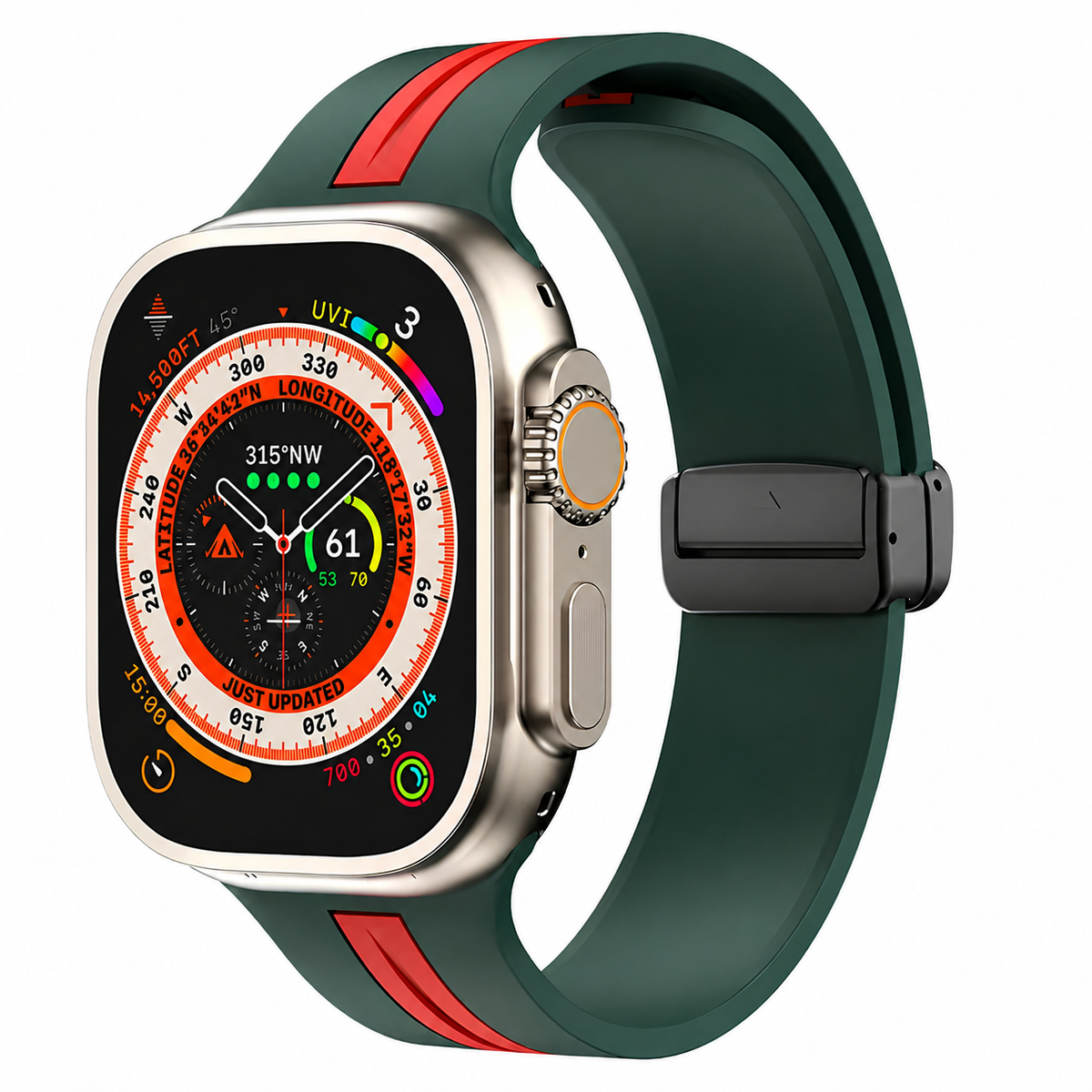 Premium Magnetic Silicone Smartwatch Strap Breathable Replacement Watch Band Snap Closure Sweat Resistant Adjustable Wristband Compatible with Apple Watch
