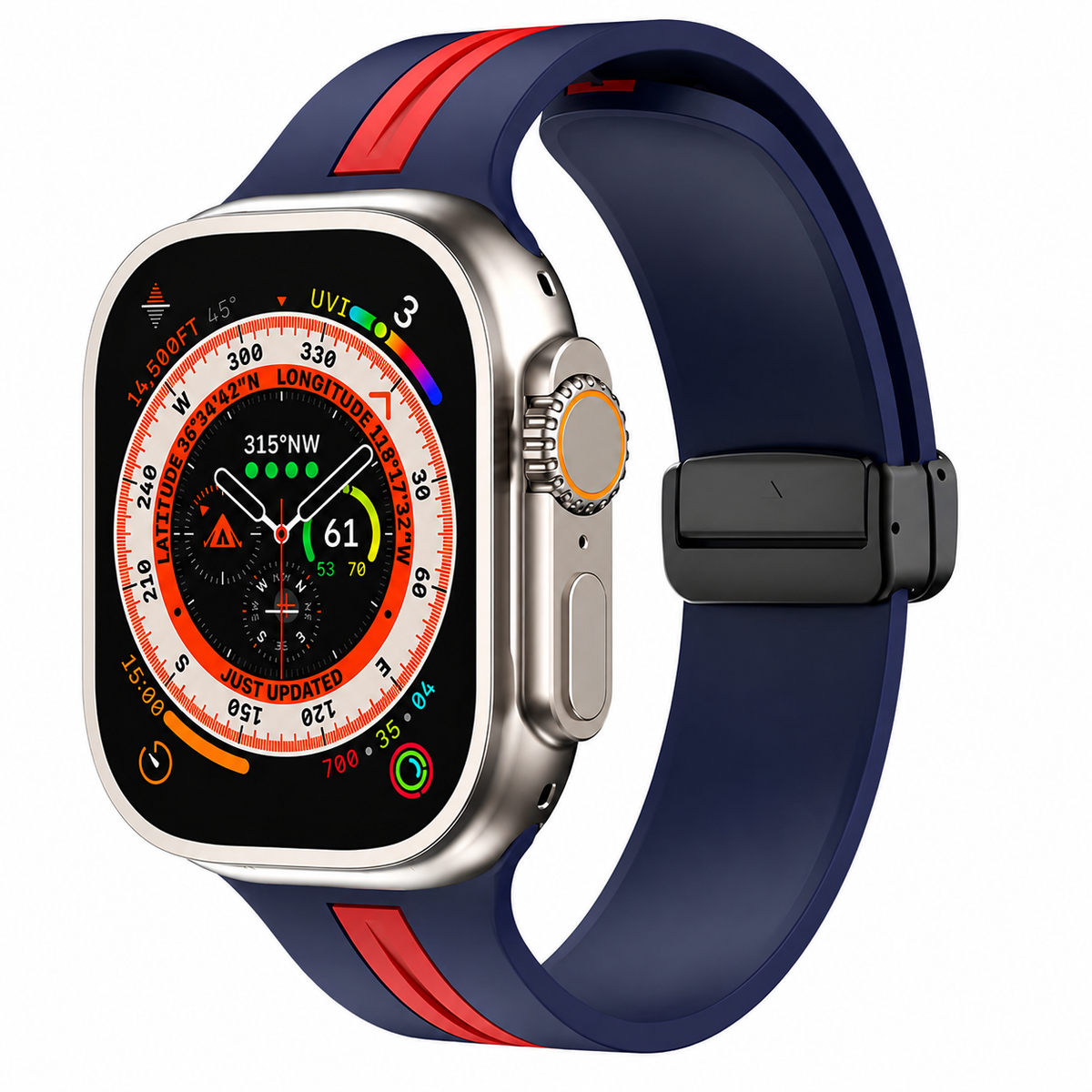 Premium Magnetic Silicone Smartwatch Strap Breathable Replacement Watch Band Snap Closure Sweat Resistant Adjustable Wristband Compatible with Apple Watch