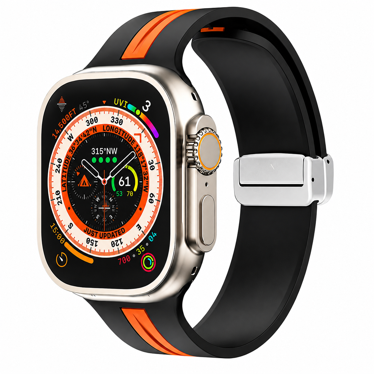 Premium Magnetic Silicone Smartwatch Strap Breathable Replacement Watch Band Snap Closure Sweat Resistant Adjustable Wristband Compatible with Apple Watch