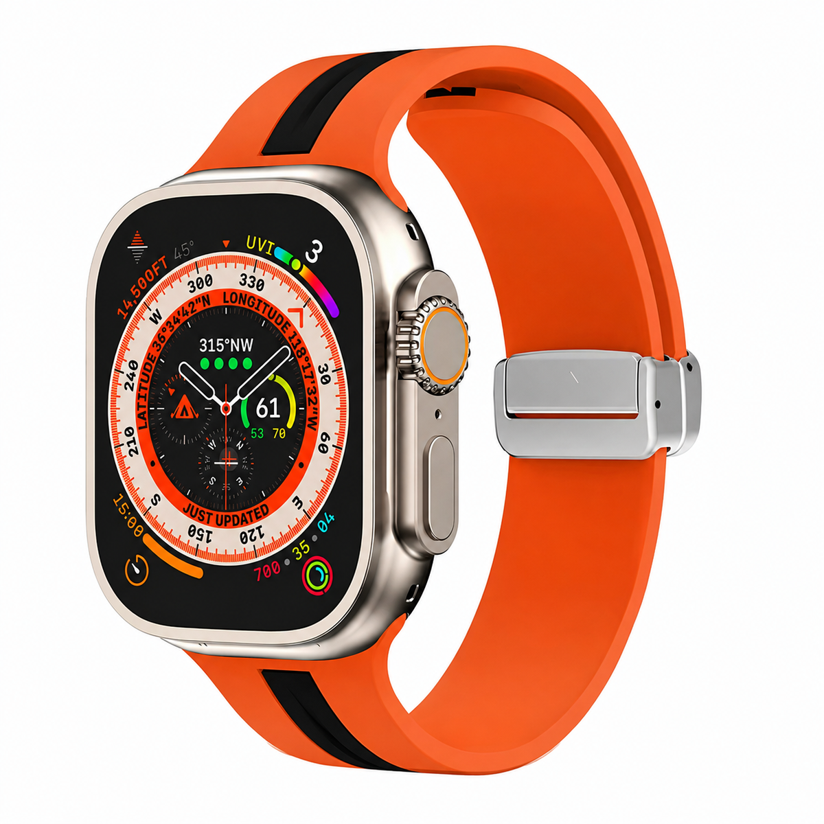Premium Magnetic Silicone Smartwatch Strap Breathable Replacement Watch Band Snap Closure Sweat Resistant Adjustable Wristband Compatible with Apple Watch
