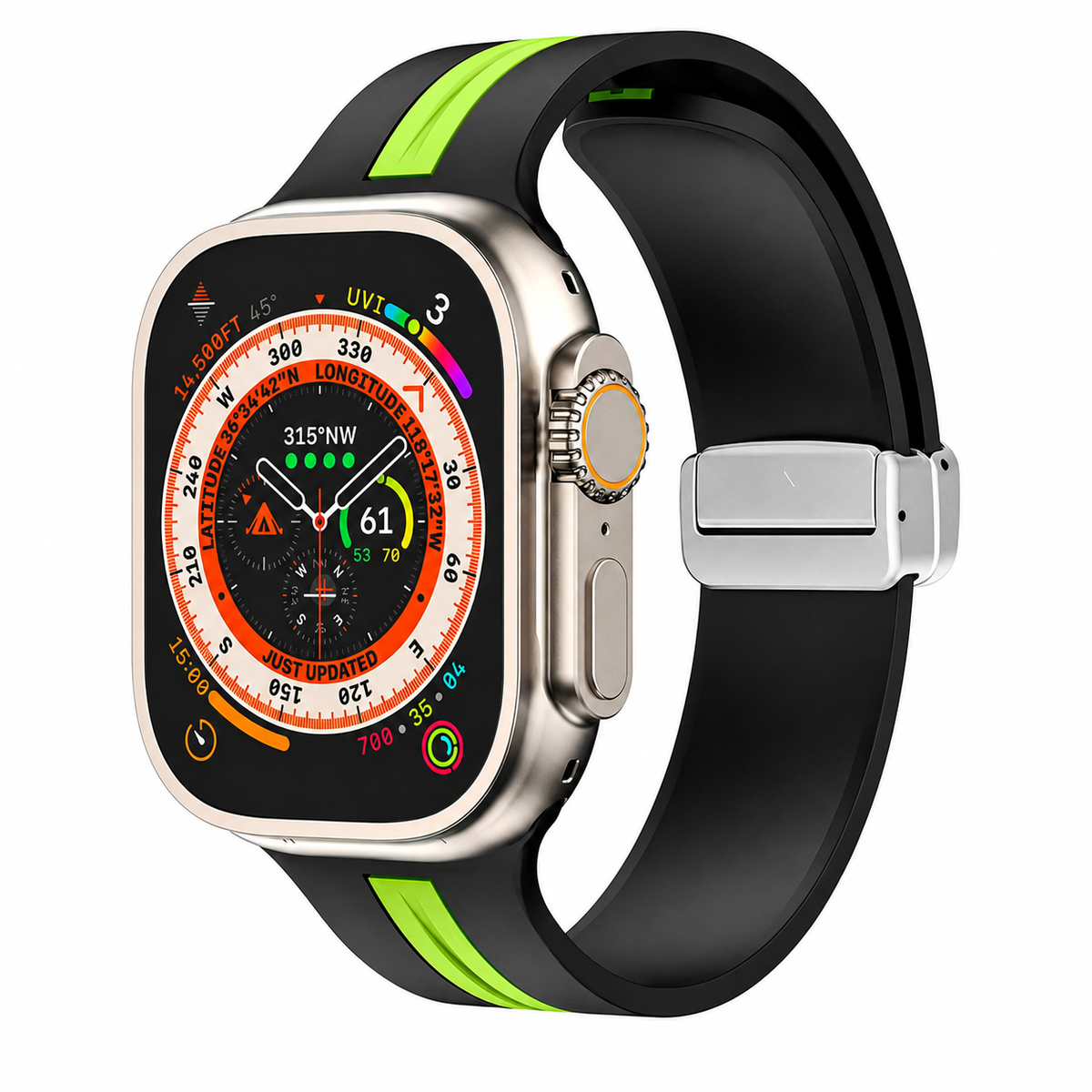 Premium Magnetic Silicone Smartwatch Strap Breathable Replacement Watch Band Snap Closure Sweat Resistant Adjustable Wristband Compatible with Apple Watch