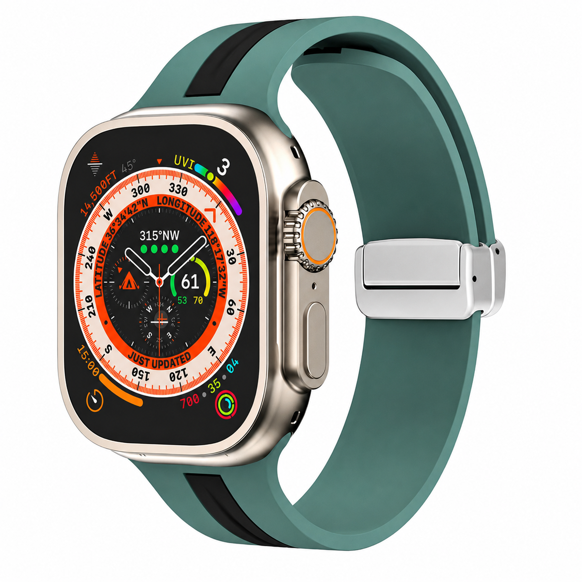 Premium Magnetic Silicone Smartwatch Strap Breathable Replacement Watch Band Snap Closure Sweat Resistant Adjustable Wristband Compatible with Apple Watch