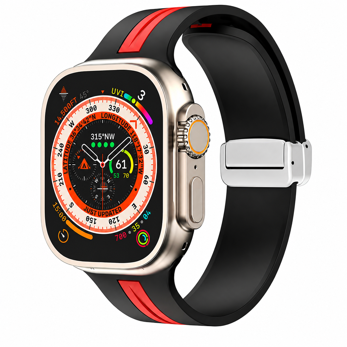 Premium Magnetic Silicone Smartwatch Strap Breathable Replacement Watch Band Snap Closure Sweat Resistant Adjustable Wristband Compatible with Apple Watch