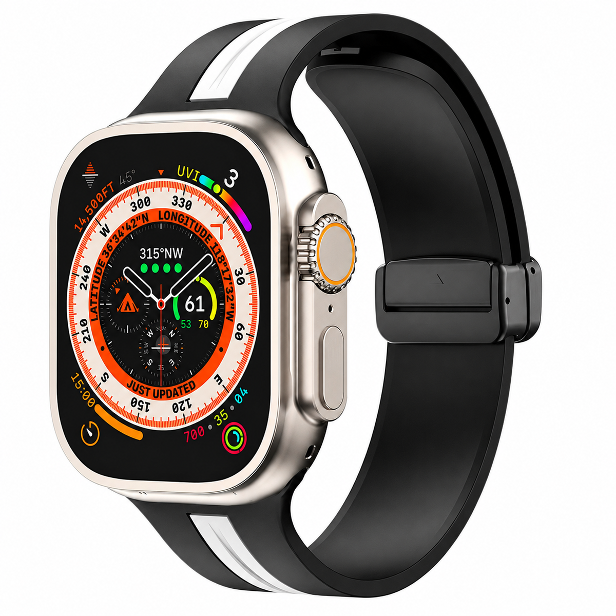 Premium Magnetic Silicone Smartwatch Strap Breathable Replacement Watch Band Snap Closure Sweat Resistant Adjustable Wristband Compatible with Apple Watch