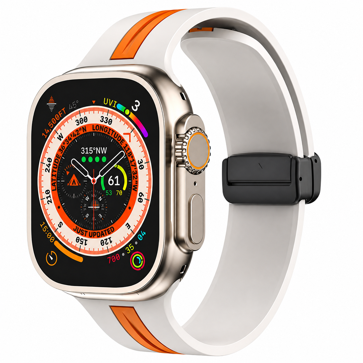 Premium Magnetic Silicone Smartwatch Strap Breathable Replacement Watch Band Snap Closure Sweat Resistant Adjustable Wristband Compatible with Apple Watch