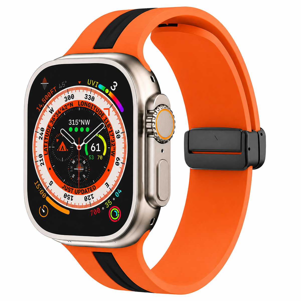 Premium Magnetic Silicone Smartwatch Strap Breathable Replacement Watch Band Snap Closure Sweat Resistant Adjustable Wristband Compatible with Apple Watch