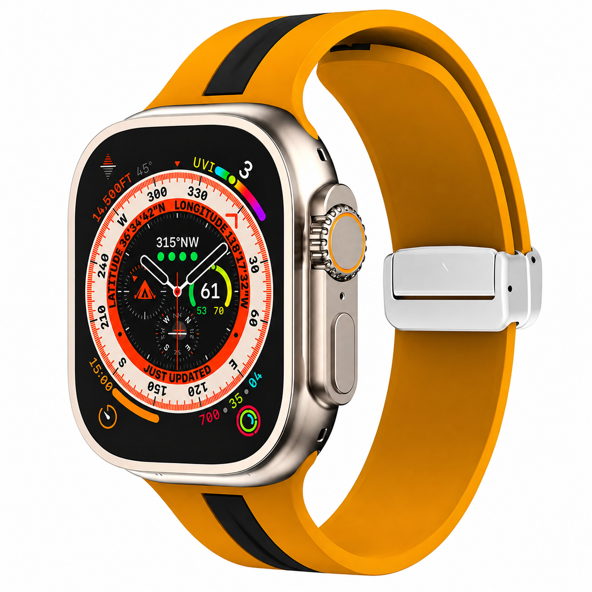 Premium Magnetic Silicone Smartwatch Strap Breathable Replacement Watch Band Snap Closure Sweat Resistant Adjustable Wristband Compatible with Apple Watch