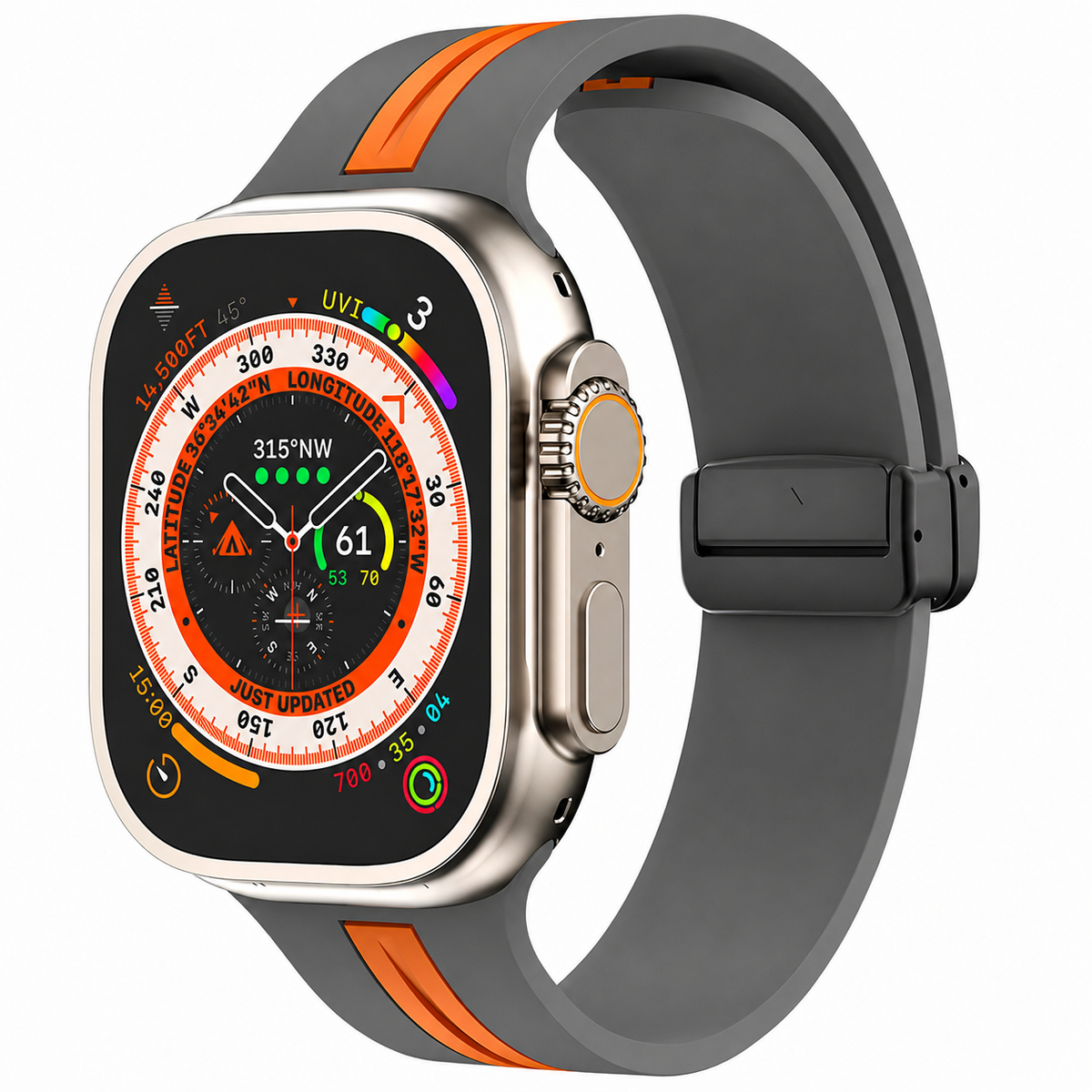 Premium Magnetic Silicone Smartwatch Strap Breathable Replacement Watch Band Snap Closure Sweat Resistant Adjustable Wristband Compatible with Apple Watch