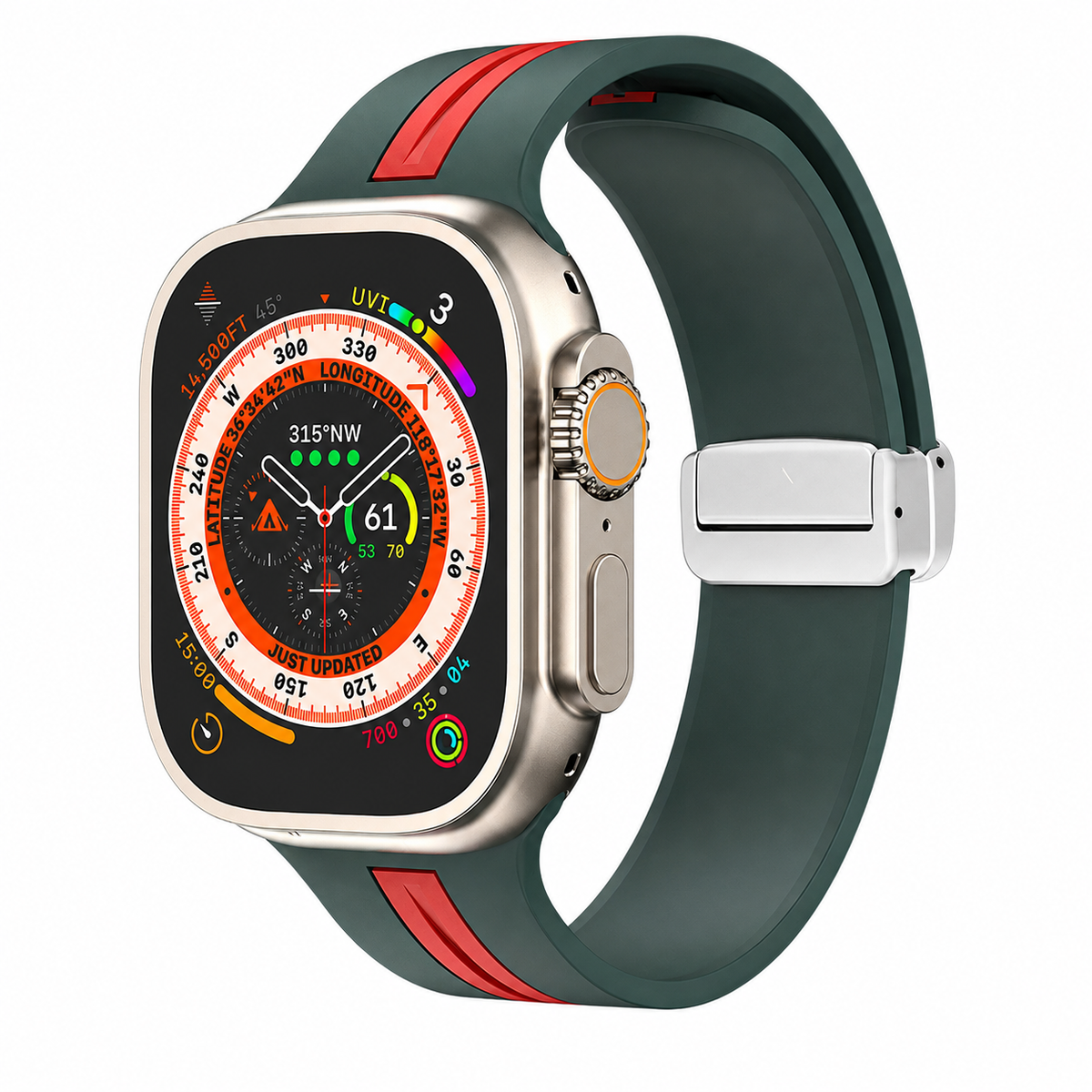 Premium Magnetic Silicone Smartwatch Strap Breathable Replacement Watch Band Snap Closure Sweat Resistant Adjustable Wristband Compatible with Apple Watch