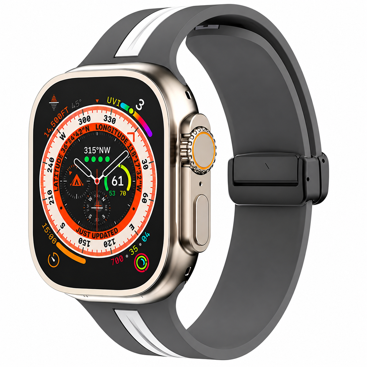 Premium Magnetic Silicone Smartwatch Strap Breathable Replacement Watch Band Snap Closure Sweat Resistant Adjustable Wristband Compatible with Apple Watch