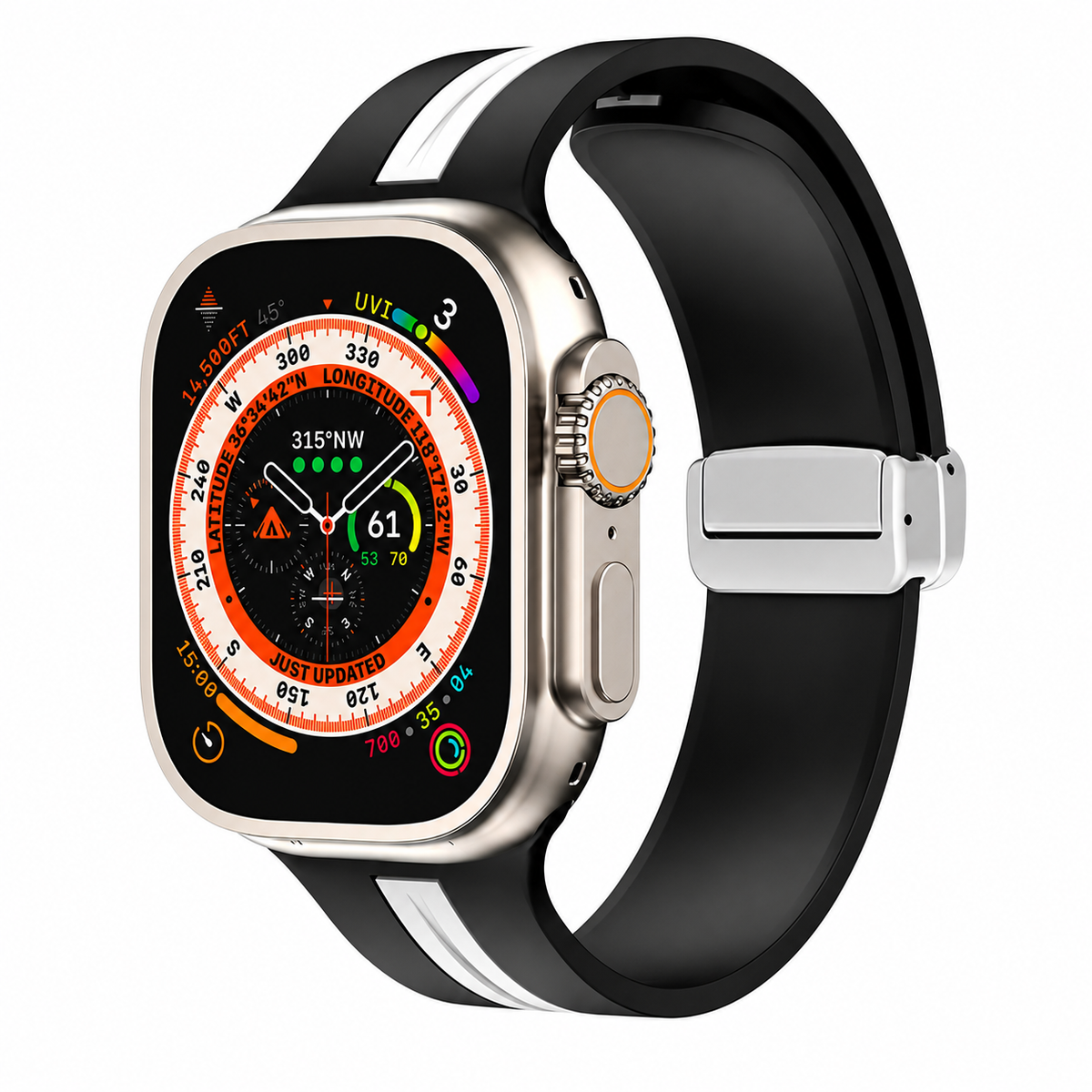 Premium Magnetic Silicone Smartwatch Strap Breathable Replacement Watch Band Snap Closure Sweat Resistant Adjustable Wristband Compatible with Apple Watch