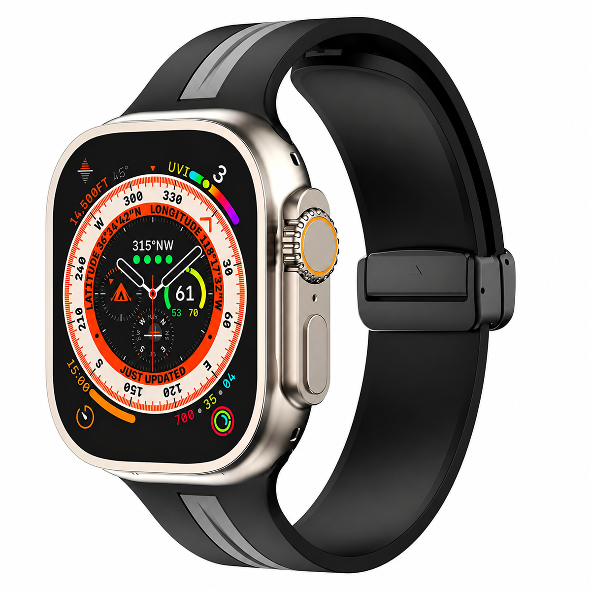 Premium Magnetic Silicone Smartwatch Strap Breathable Replacement Watch Band Snap Closure Sweat Resistant Adjustable Wristband Compatible with Apple Watch