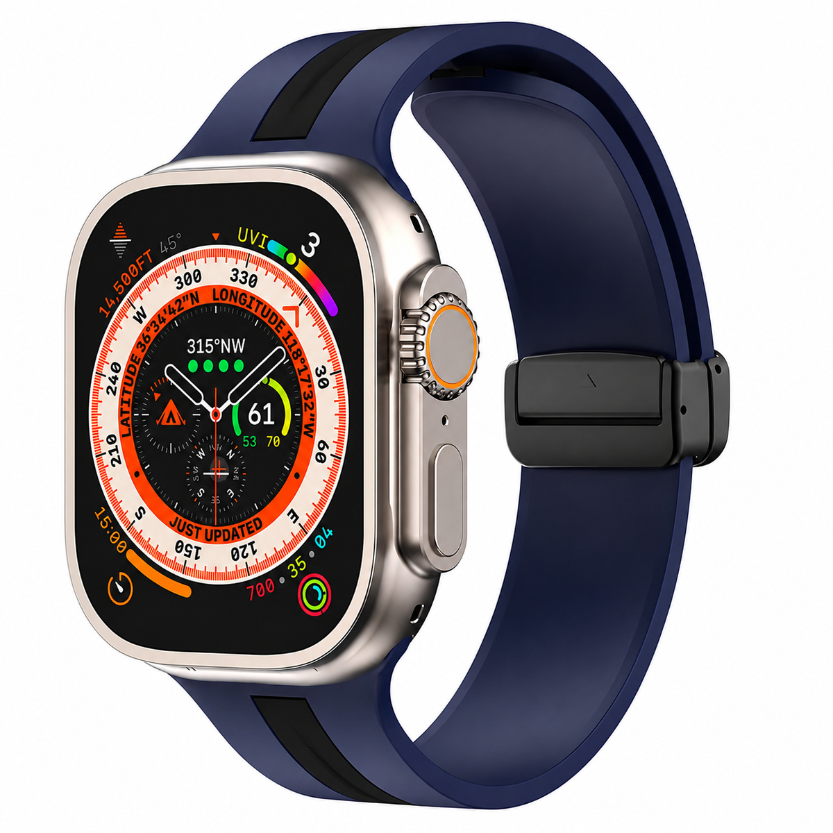 Premium Magnetic Silicone Smartwatch Strap Breathable Replacement Watch Band Snap Closure Sweat Resistant Adjustable Wristband Compatible with Apple Watch