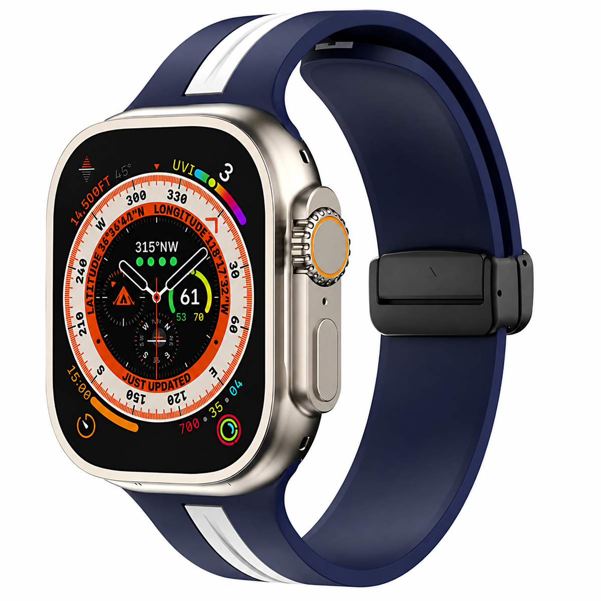 Premium Magnetic Silicone Smartwatch Strap Breathable Replacement Watch Band Snap Closure Sweat Resistant Adjustable Wristband Compatible with Apple Watch