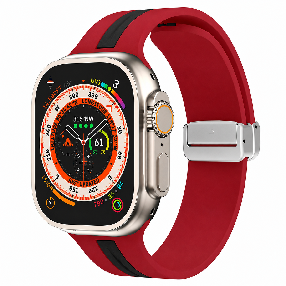 Premium Magnetic Silicone Smartwatch Strap Breathable Replacement Watch Band Snap Closure Sweat Resistant Adjustable Wristband Compatible with Apple Watch