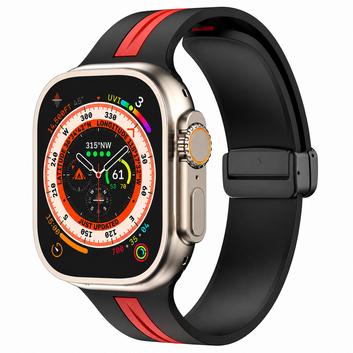 Premium Magnetic Silicone Smartwatch Strap Breathable Replacement Watch Band Snap Closure Sweat Resistant Adjustable Wristband Compatible with Apple Watch