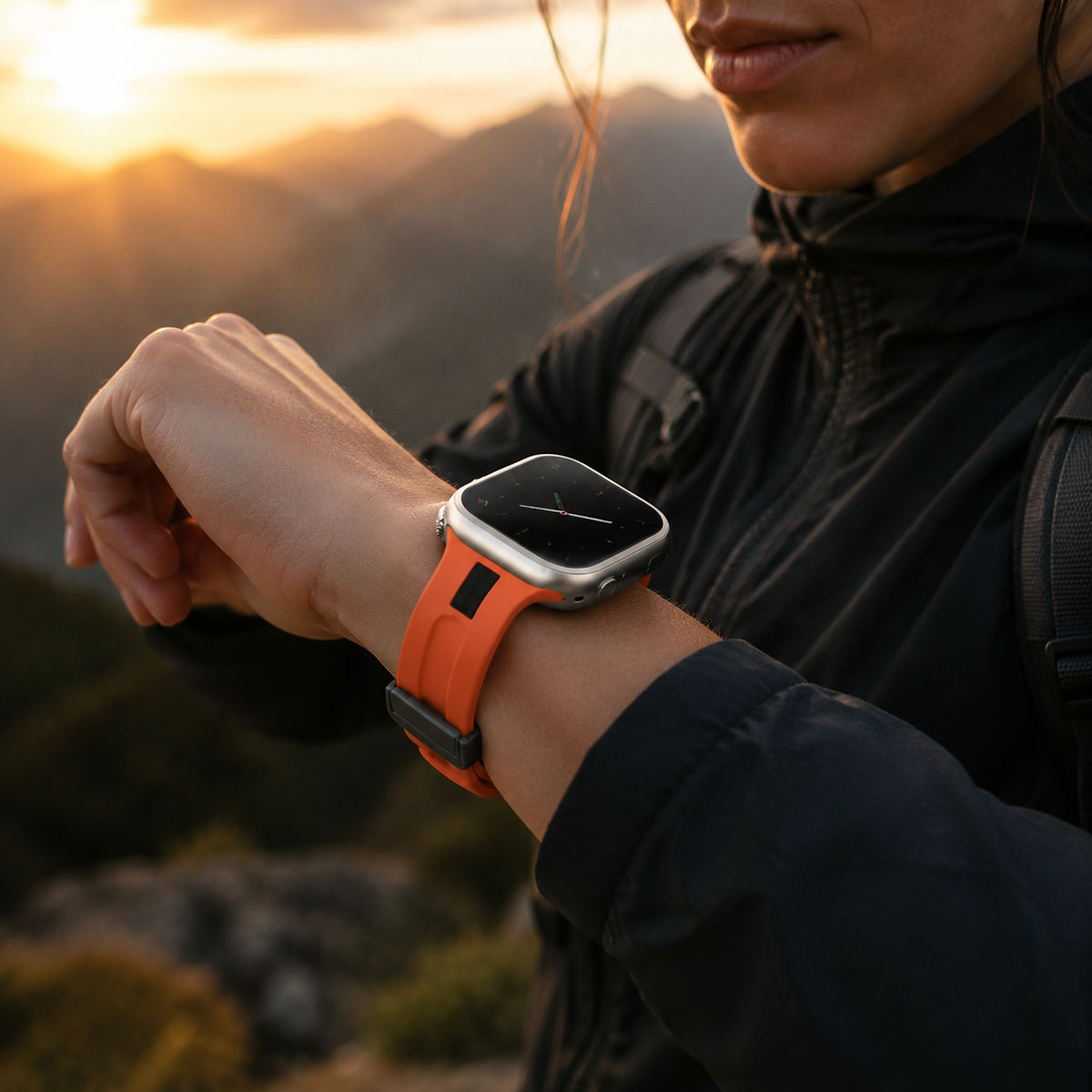 Premium Magnetic Silicone Smartwatch Strap Breathable Replacement Watch Band Snap Closure Sweat Resistant Adjustable Wristband Compatible with Apple Watch