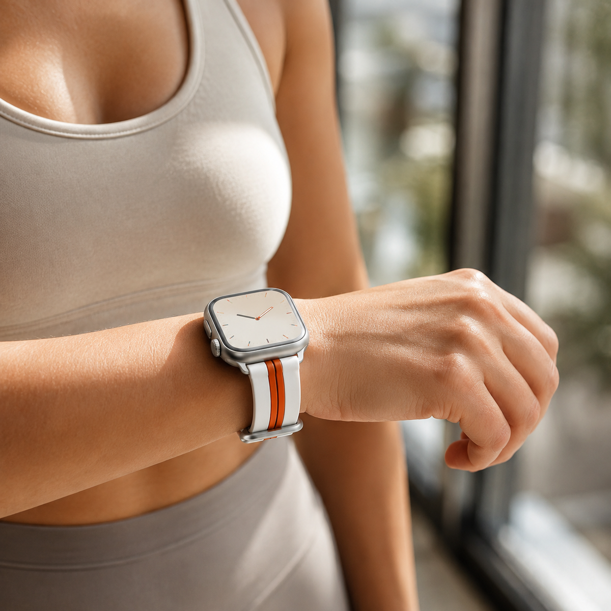 Premium Magnetic Silicone Smartwatch Strap Breathable Replacement Watch Band Snap Closure Sweat Resistant Adjustable Wristband Compatible with Apple Watch