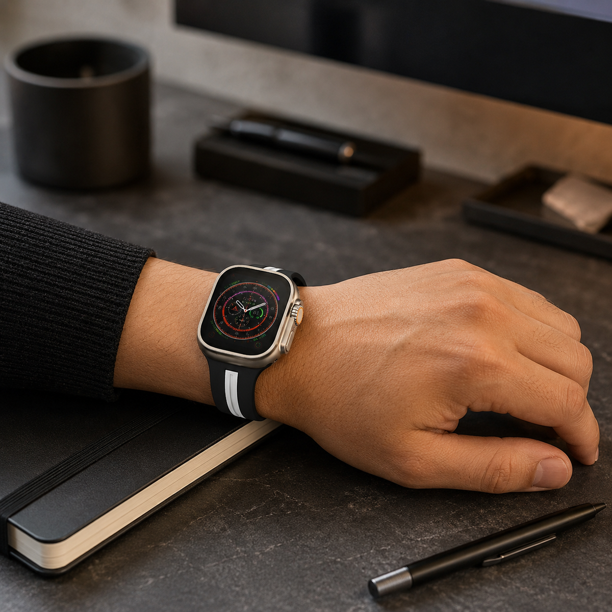 Premium Magnetic Silicone Smartwatch Strap Breathable Replacement Watch Band Snap Closure Sweat Resistant Adjustable Wristband Compatible with Apple Watch