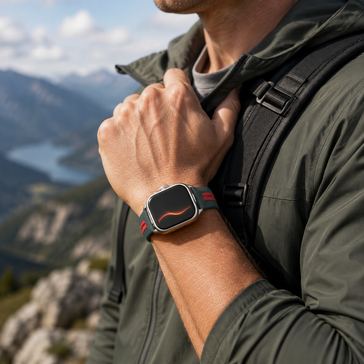 Premium Magnetic Silicone Smartwatch Strap Breathable Replacement Watch Band Snap Closure Sweat Resistant Adjustable Wristband Compatible with Apple Watch