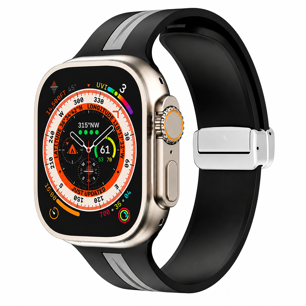 Premium Magnetic Silicone Smartwatch Strap Breathable Replacement Watch Band Snap Closure Sweat Resistant Adjustable Wristband Compatible with Apple Watch