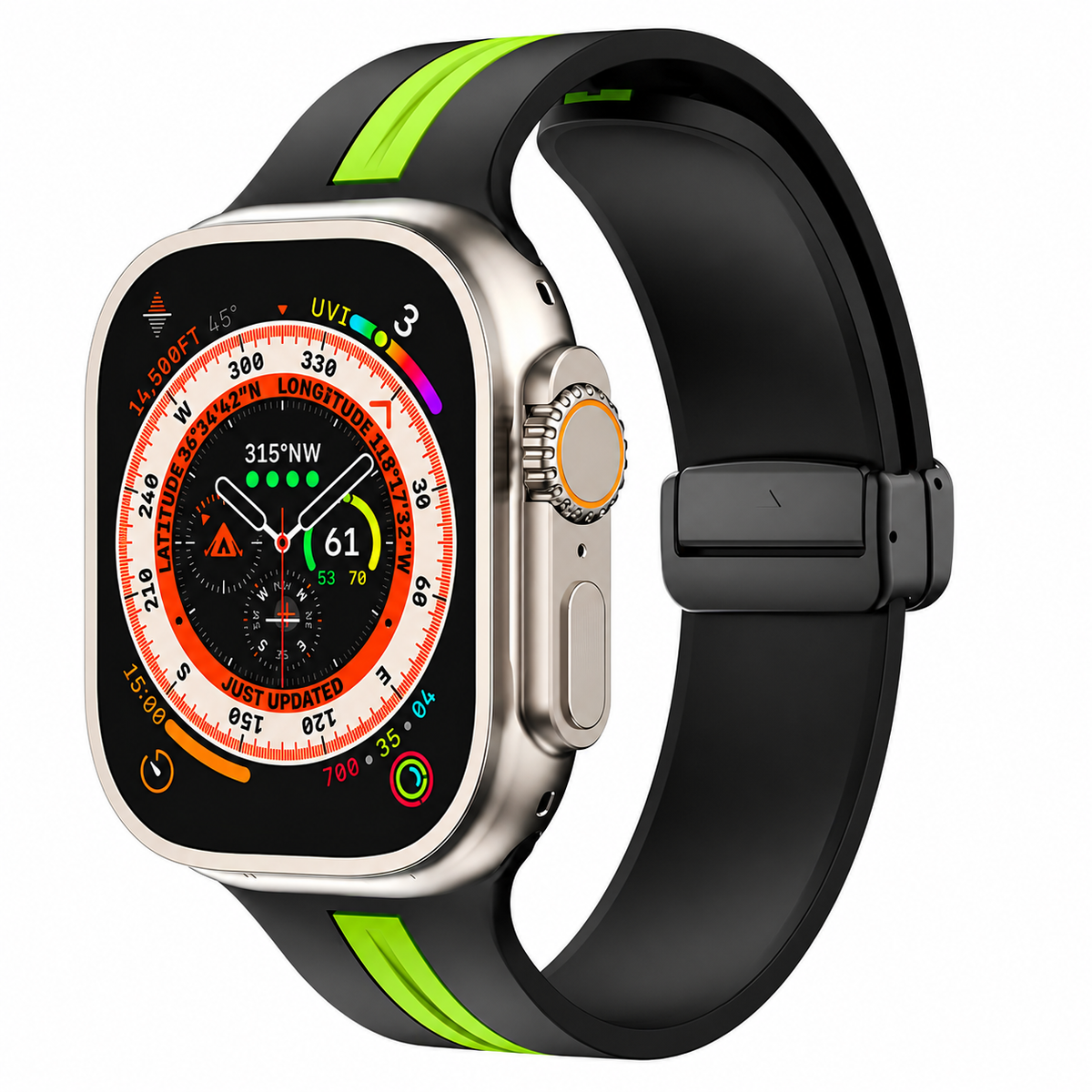Premium Magnetic Silicone Smartwatch Strap Breathable Replacement Watch Band Snap Closure Sweat Resistant Adjustable Wristband Compatible with Apple Watch