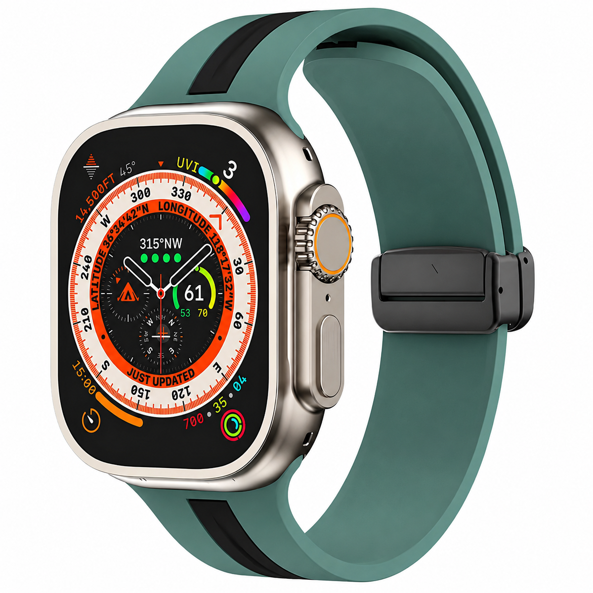 Premium Magnetic Silicone Smartwatch Strap Breathable Replacement Watch Band Snap Closure Sweat Resistant Adjustable Wristband Compatible with Apple Watch