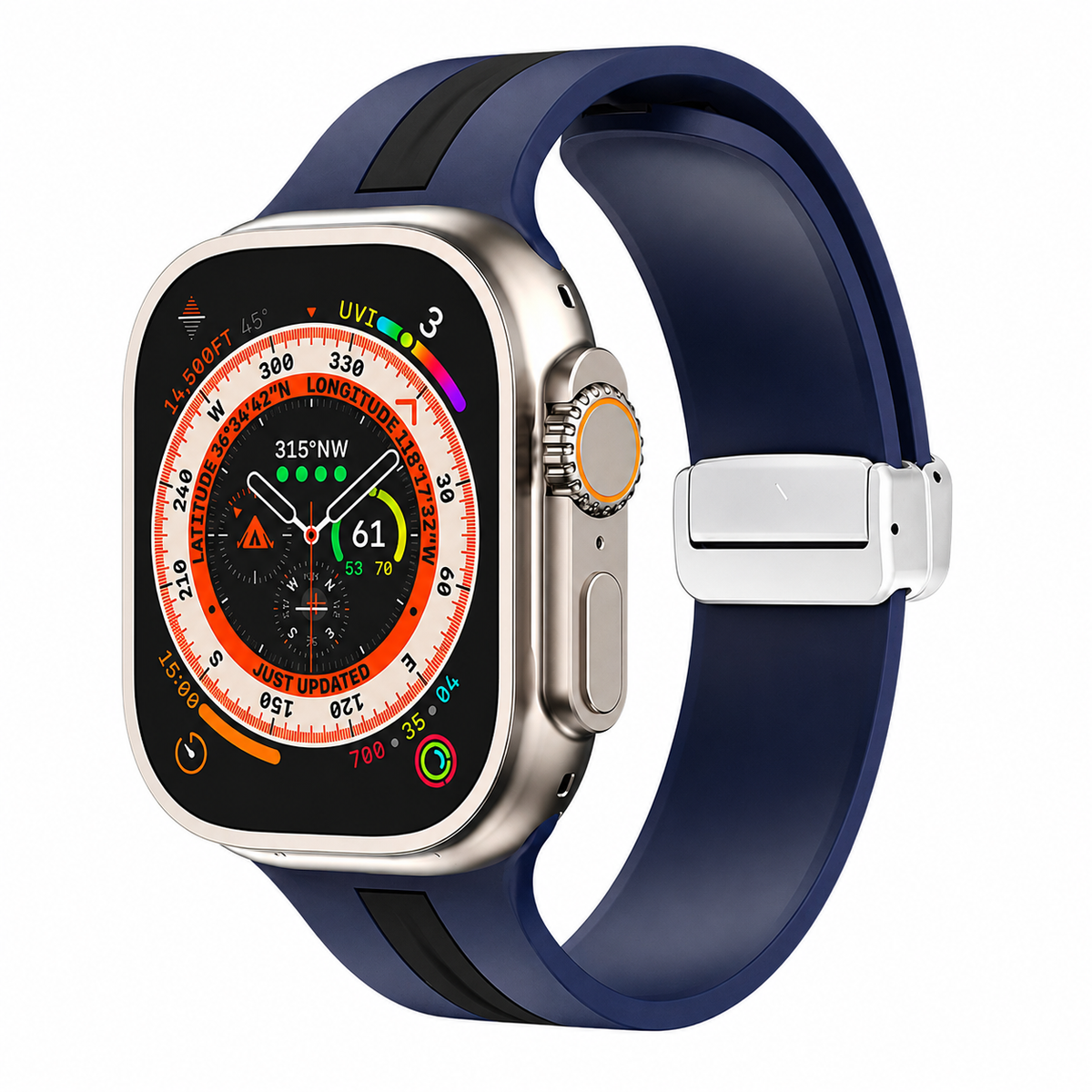 Premium Magnetic Silicone Smartwatch Strap Breathable Replacement Watch Band Snap Closure Sweat Resistant Adjustable Wristband Compatible with Apple Watch