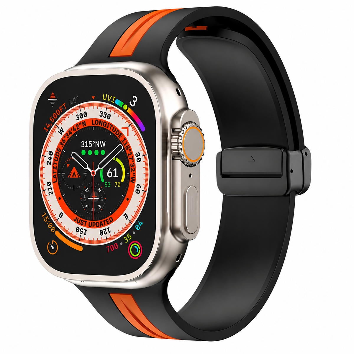 Premium Magnetic Silicone Smartwatch Strap Breathable Replacement Watch Band Snap Closure Sweat Resistant Adjustable Wristband Compatible with Apple Watch