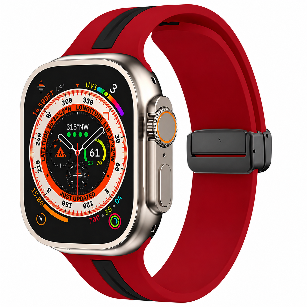 Premium Magnetic Silicone Smartwatch Strap Breathable Replacement Watch Band Snap Closure Sweat Resistant Adjustable Wristband Compatible with Apple Watch