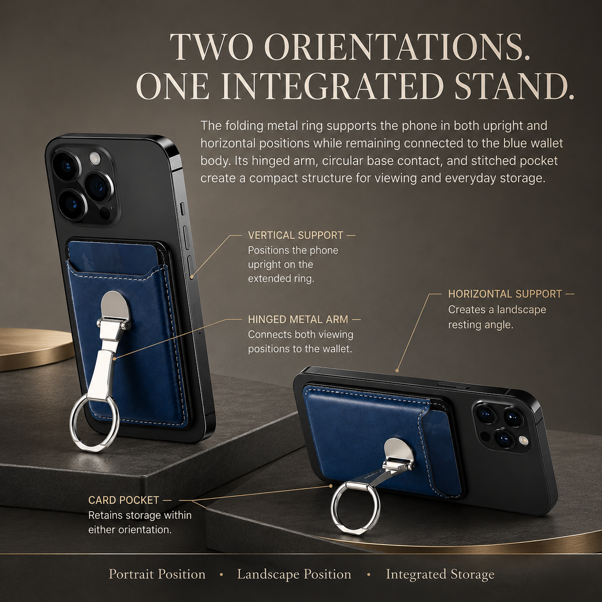 Premium Magnetic Wallet Case MagSafe Card Holder Multiple Card Slots Foldable Ring Grip Kickstand Strong Magnetic Attachment PU Leather Compatible with iPhone