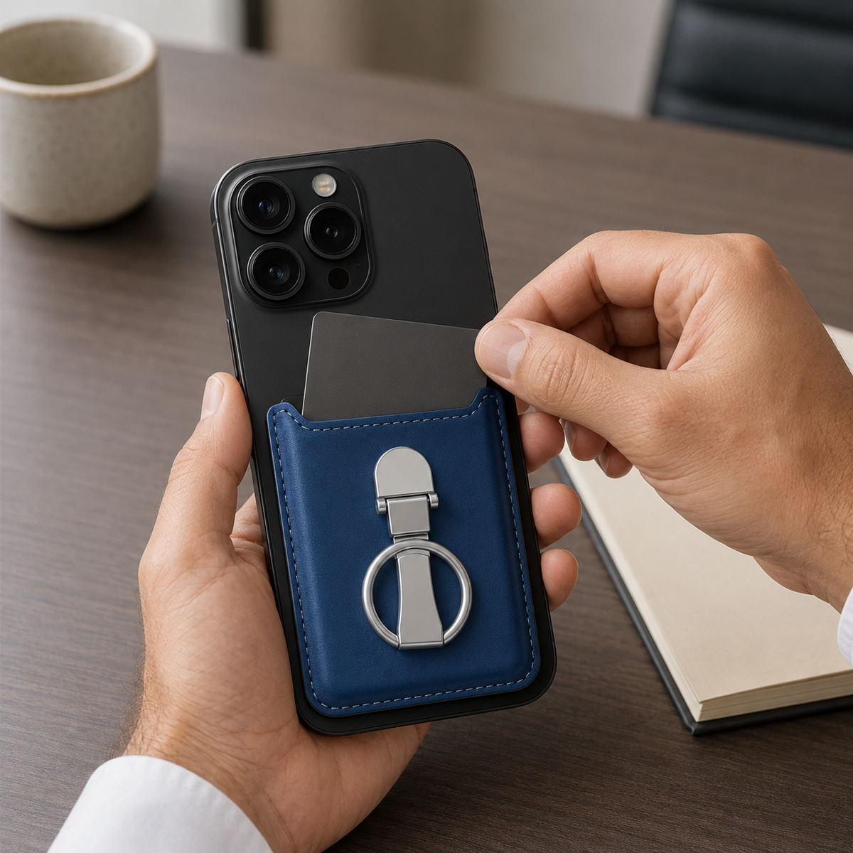 Premium Magnetic Wallet Case MagSafe Card Holder Multiple Card Slots Foldable Ring Grip Kickstand Strong Magnetic Attachment PU Leather Compatible with iPhone