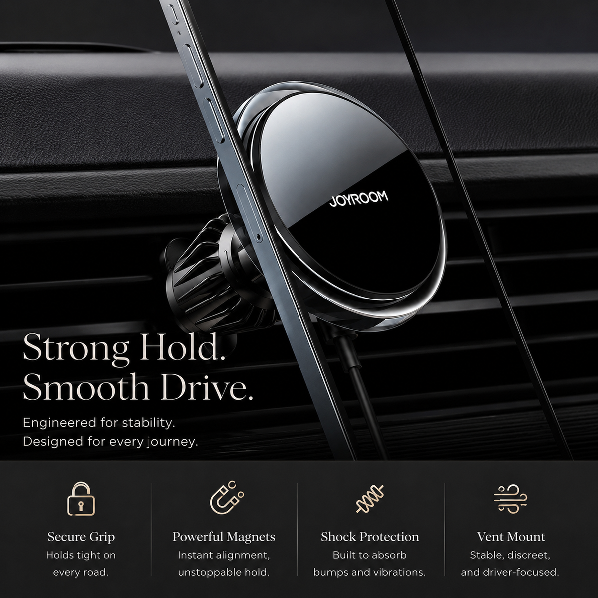 Premium Magnetic Wireless Car Phone Holder Fast Charging Mount 360 Rotating Dashboard Air Vent Stand MagSafe Compatible Smartphone Holder Compatible with iPhone