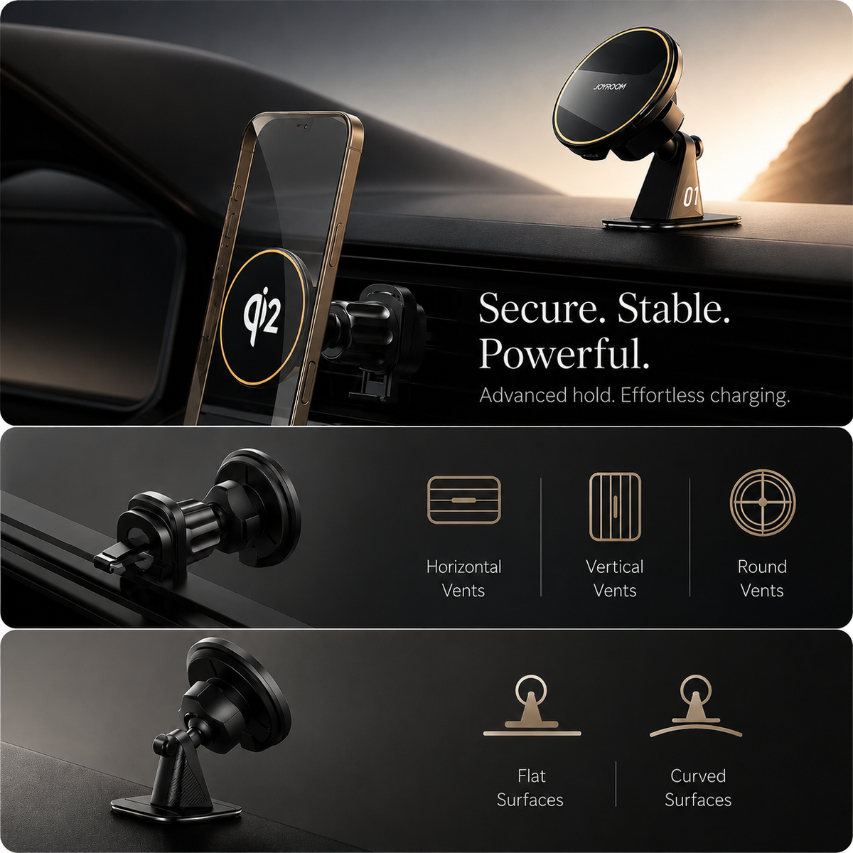 Premium Magnetic Wireless Car Phone Holder Fast Charging Mount 360 Rotating Dashboard Air Vent Stand MagSafe Compatible Smartphone Holder Compatible with iPhone