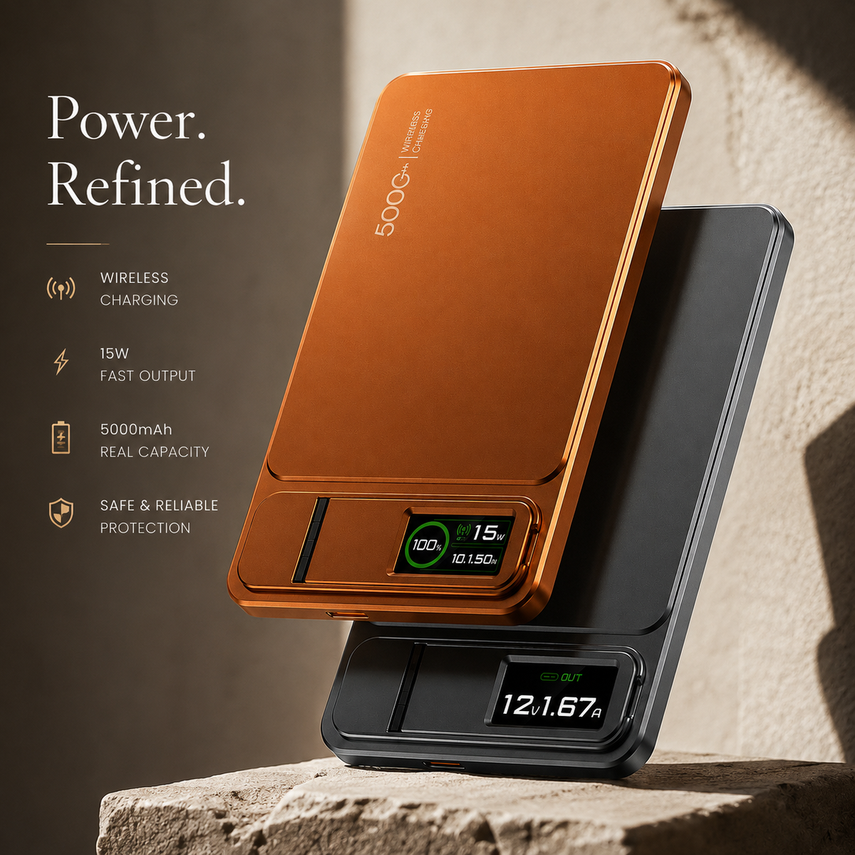 Premium Magnetic Wireless Power Bank Fast Charging Portable Battery Digital Display Metal Shell USB C Wireless Charger Two Way Charging Compatible with iPhone