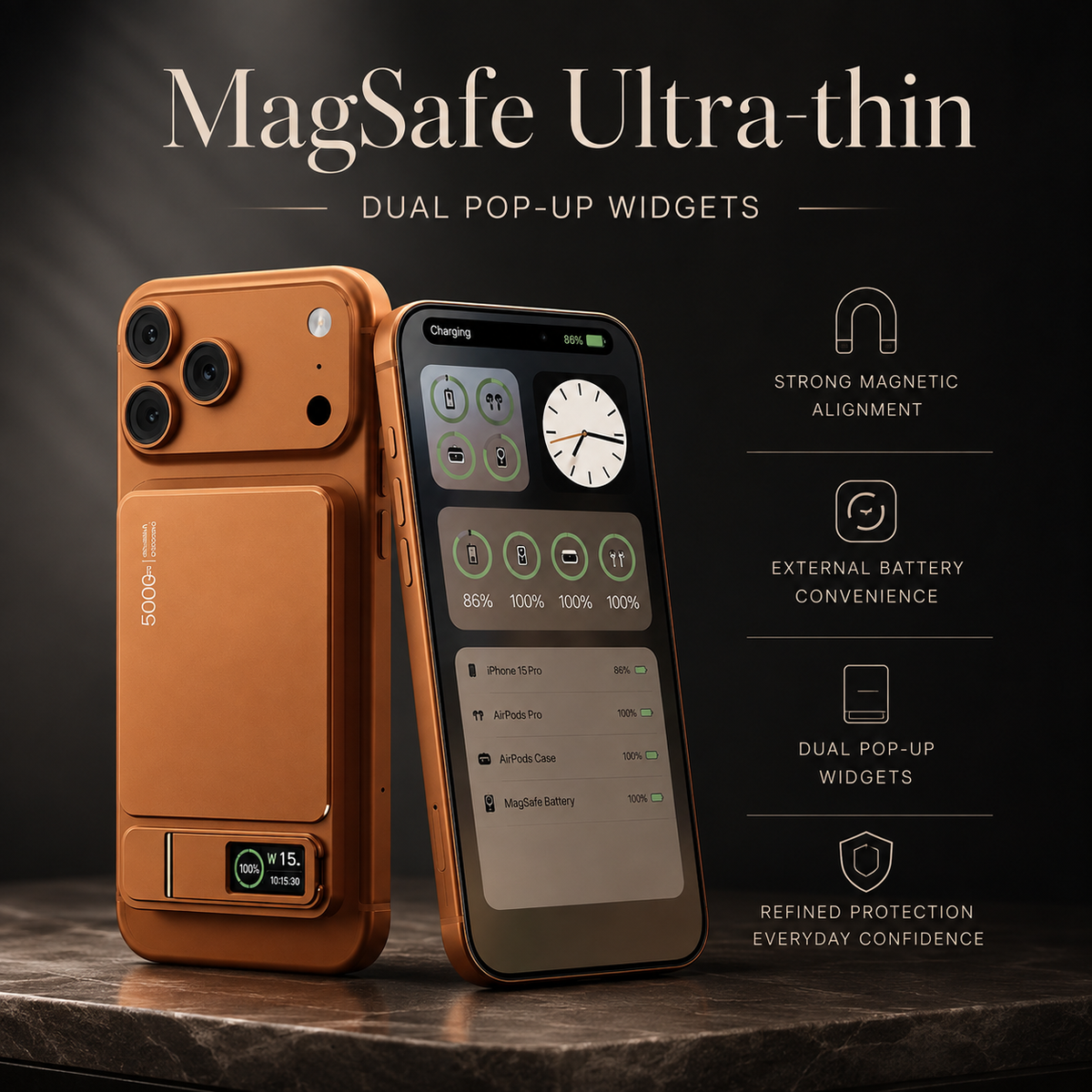 Premium Magnetic Wireless Power Bank Fast Charging Portable Battery Digital Display Metal Shell USB C Wireless Charger Two Way Charging Compatible with iPhone