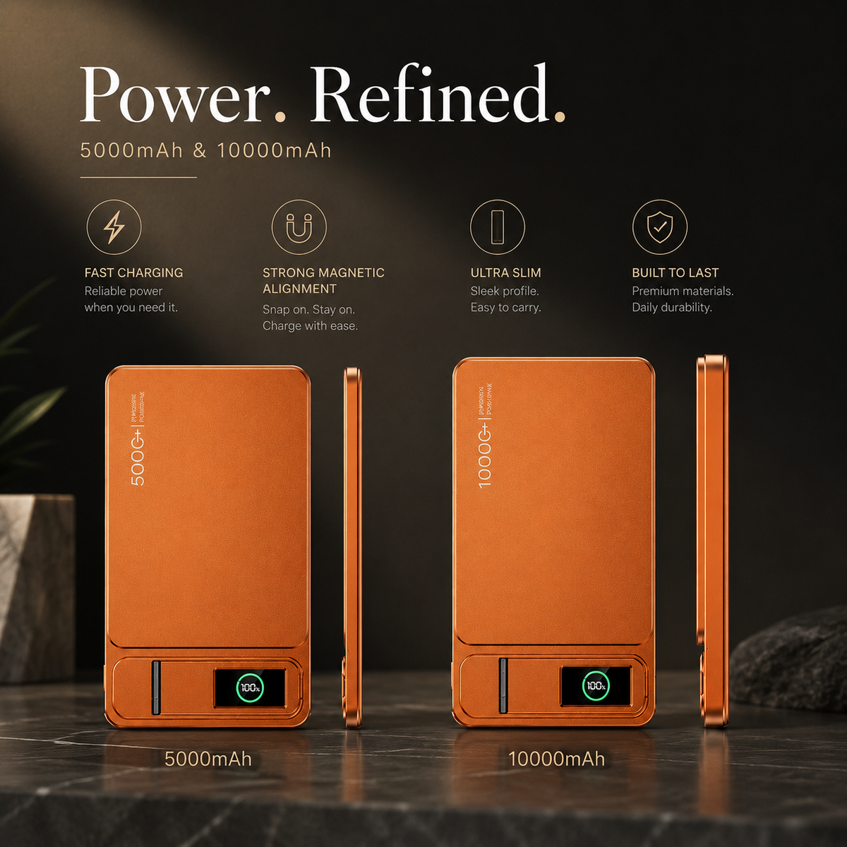 Premium Magnetic Wireless Power Bank Fast Charging Portable Battery Digital Display Metal Shell USB C Wireless Charger Two Way Charging Compatible with iPhone