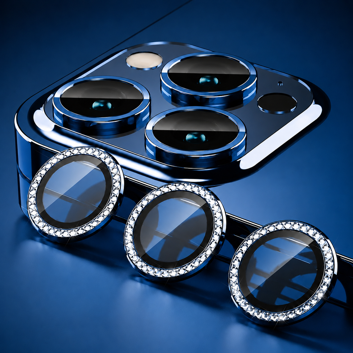 Premium Metal Camera Lens Protector Tempered Glass Scratch Resistant Shockproof Anti Dust Protective Ring Slim Camera Cover Compatible with iPhone Pro