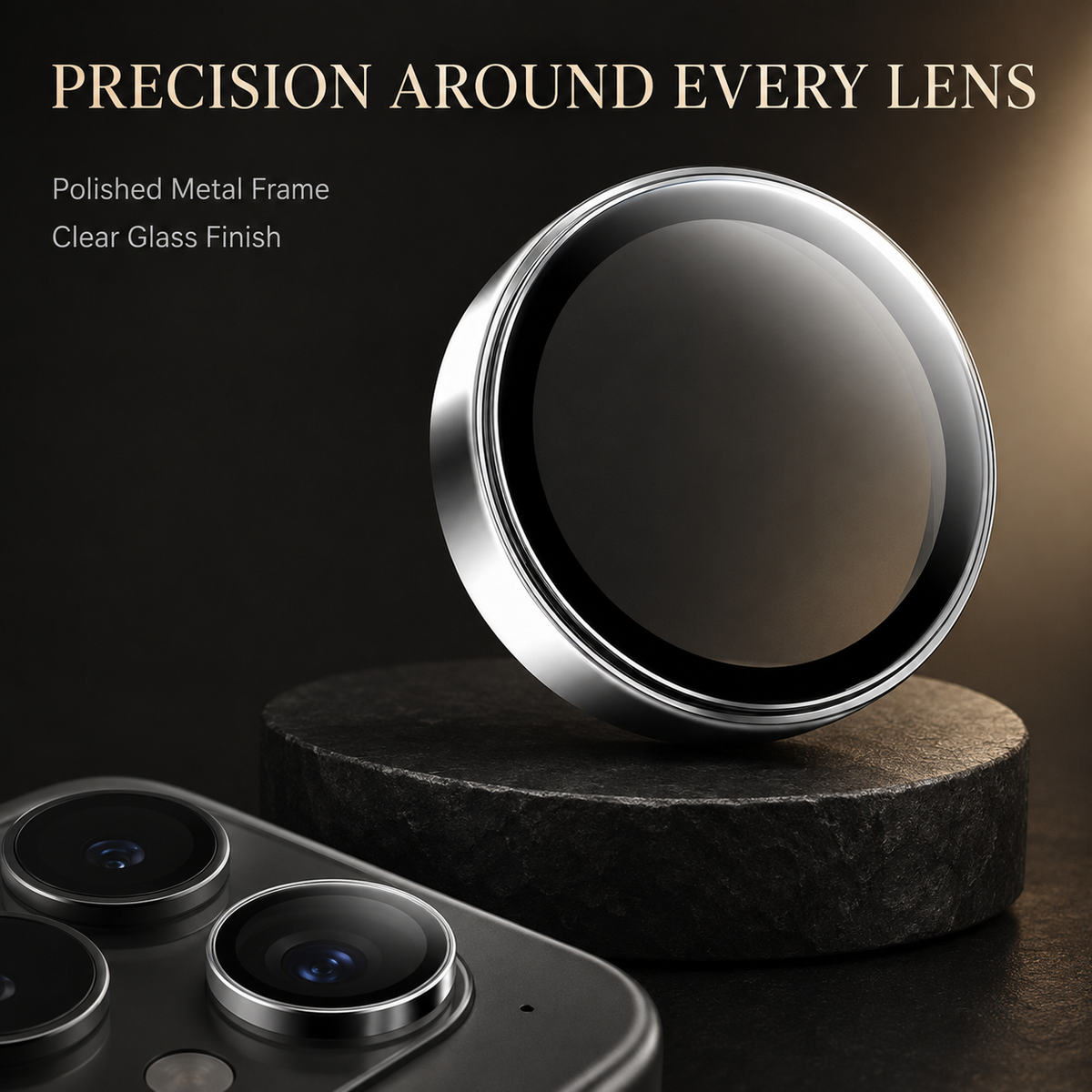 Premium Metal Camera Lens Protector Tempered Glass Scratch Resistant Shockproof Anti Dust Protective Ring Slim Camera Cover Compatible with iPhone Pro