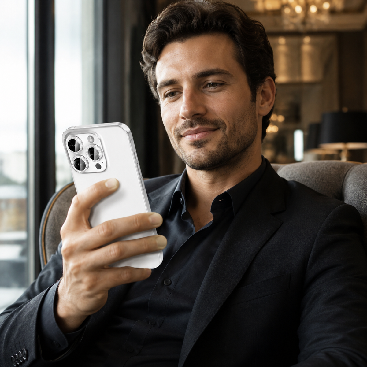 Premium Metal Camera Lens Protector Tempered Glass Scratch Resistant Shockproof Anti Dust Protective Ring Slim Camera Cover Compatible with iPhone Pro