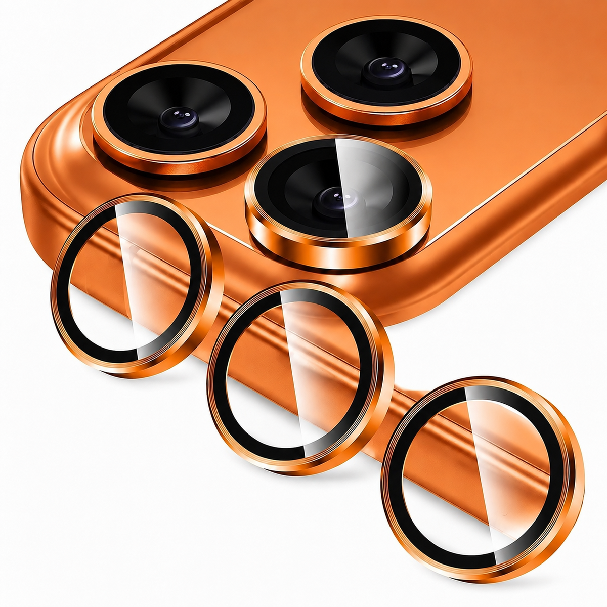 Premium Metal Camera Lens Protector Tempered Glass Scratch Resistant Shockproof Anti Dust Protective Ring Slim Camera Cover Compatible with iPhone Pro