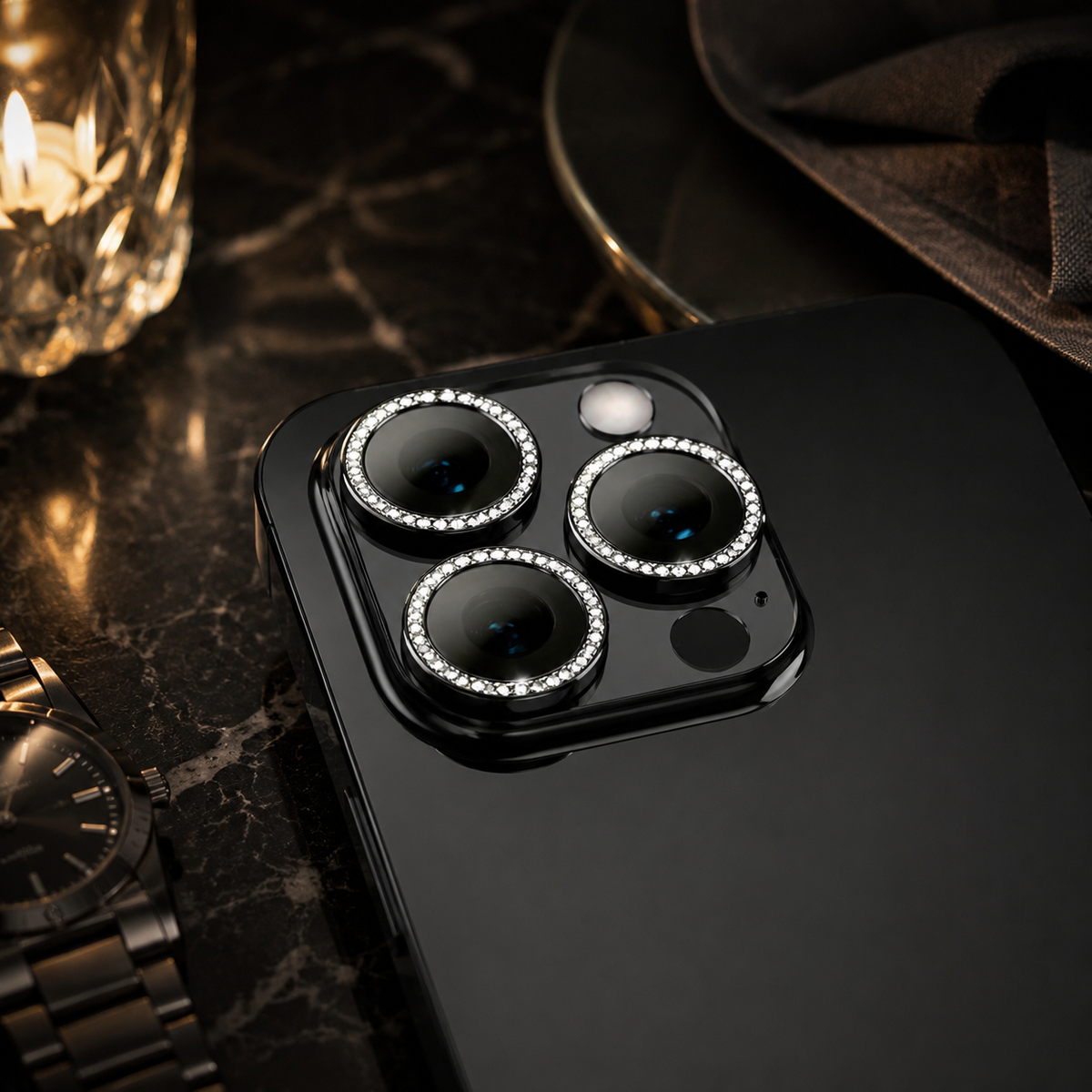 Premium Metal Camera Lens Protector Tempered Glass Scratch Resistant Shockproof Anti Dust Protective Ring Slim Camera Cover Compatible with iPhone Pro