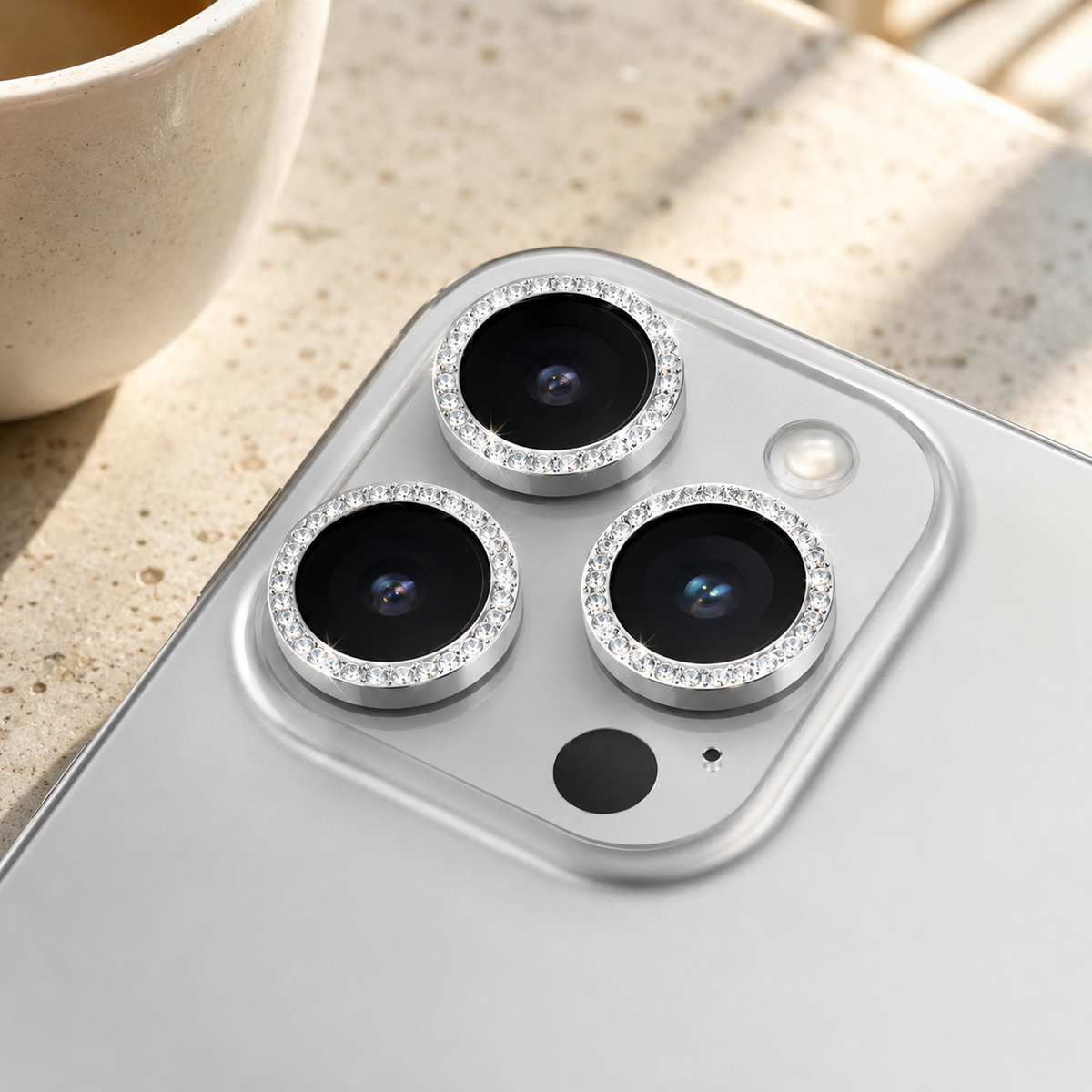 Premium Metal Camera Lens Protector Tempered Glass Scratch Resistant Shockproof Anti Dust Protective Ring Slim Camera Cover Compatible with iPhone Pro