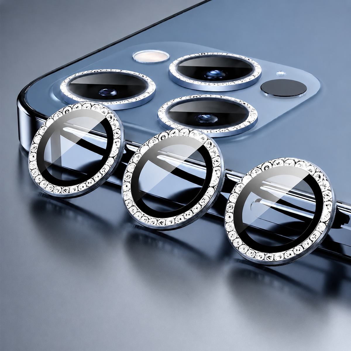 Premium Metal Camera Lens Protector Tempered Glass Scratch Resistant Shockproof Anti Dust Protective Ring Slim Camera Cover Compatible with iPhone Pro