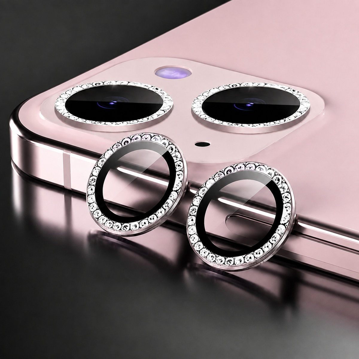 Premium Metal Camera Lens Protector Tempered Glass Scratch Resistant Shockproof Anti Dust Protective Ring Slim Camera Cover Compatible with iPhone Pro