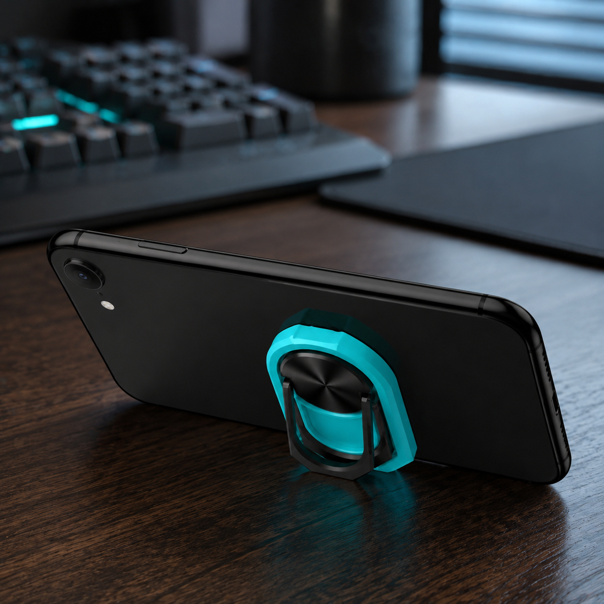 Premium Metal Finger Ring Phone Holder 180 Rotating Grip Stand Foldable Kickstand Adhesive Smartphone Holder Zinc Alloy Universal Compatible with iPhone