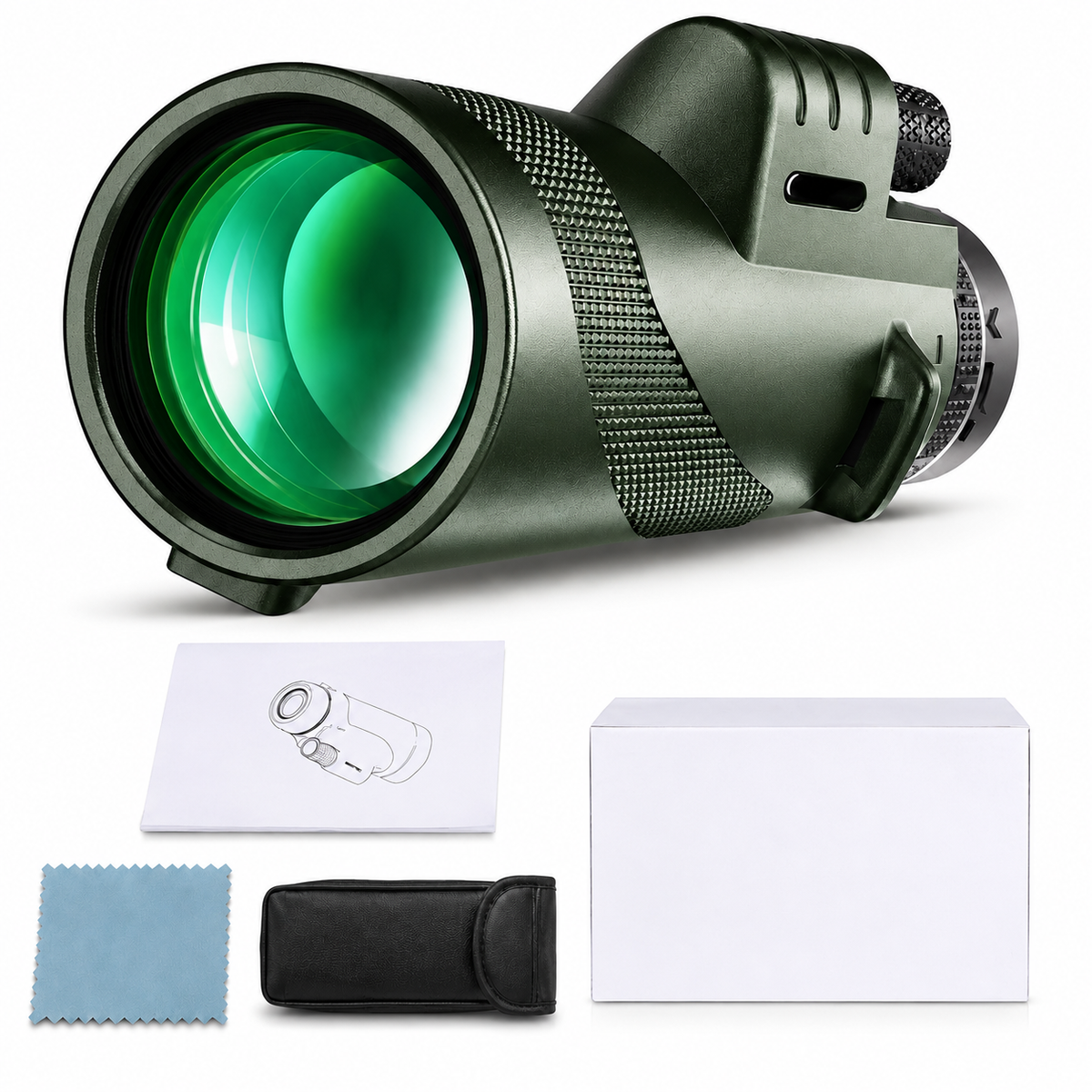 Premium Portable Zoom HD Monocular Telescope 80x100 High Power Scope FMC BAK4 Optics Phone Adapter Tripod Long Range Outdoor Travel Compatible with iPhone