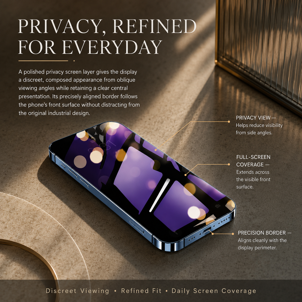 Premium Privacy Screen Protector Anti Spy Tempered Glass Blue Lights Full Coverage Scratch Resistant Screen Guard Case Friendly Compatible with iPhone