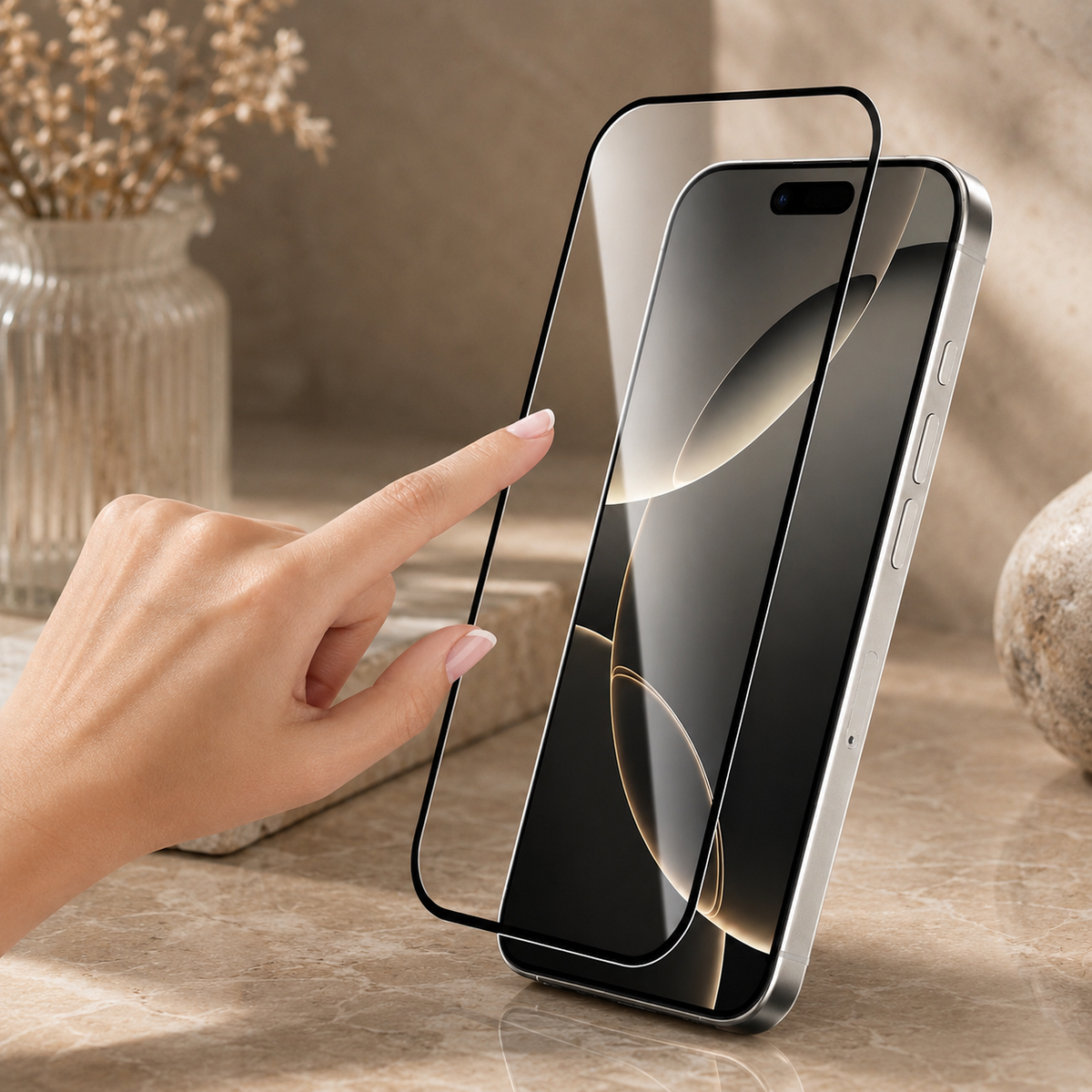 Premium Privacy Screen Protector Anti Spy Tempered Glass HD Display Fingerprint Resistant Scratch Resistant Shatter Protection Compatible with iPhone