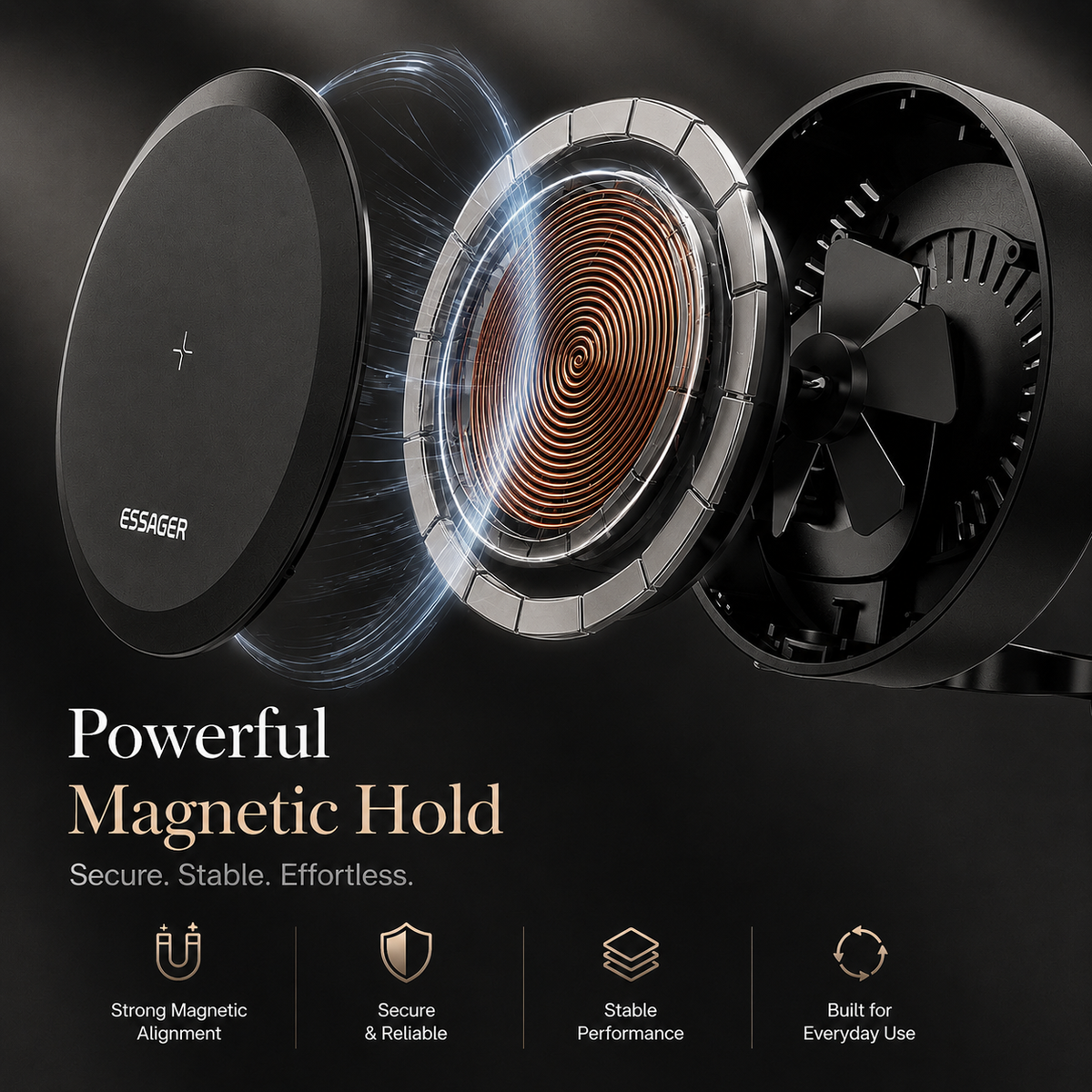 Premium RGB Magnetic Wireless Car Phone Holder 15W Qi Fast Charging Mount 360 Rotating Dashboard Air Vent Stand LED Light Compatible with iPhone